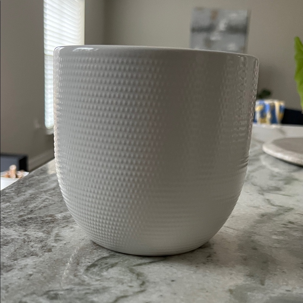 Textured White Ceramic Planter
